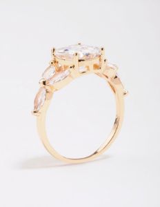 Gold Elegant Floral Cubic Zirconia Ring sold by lovisa