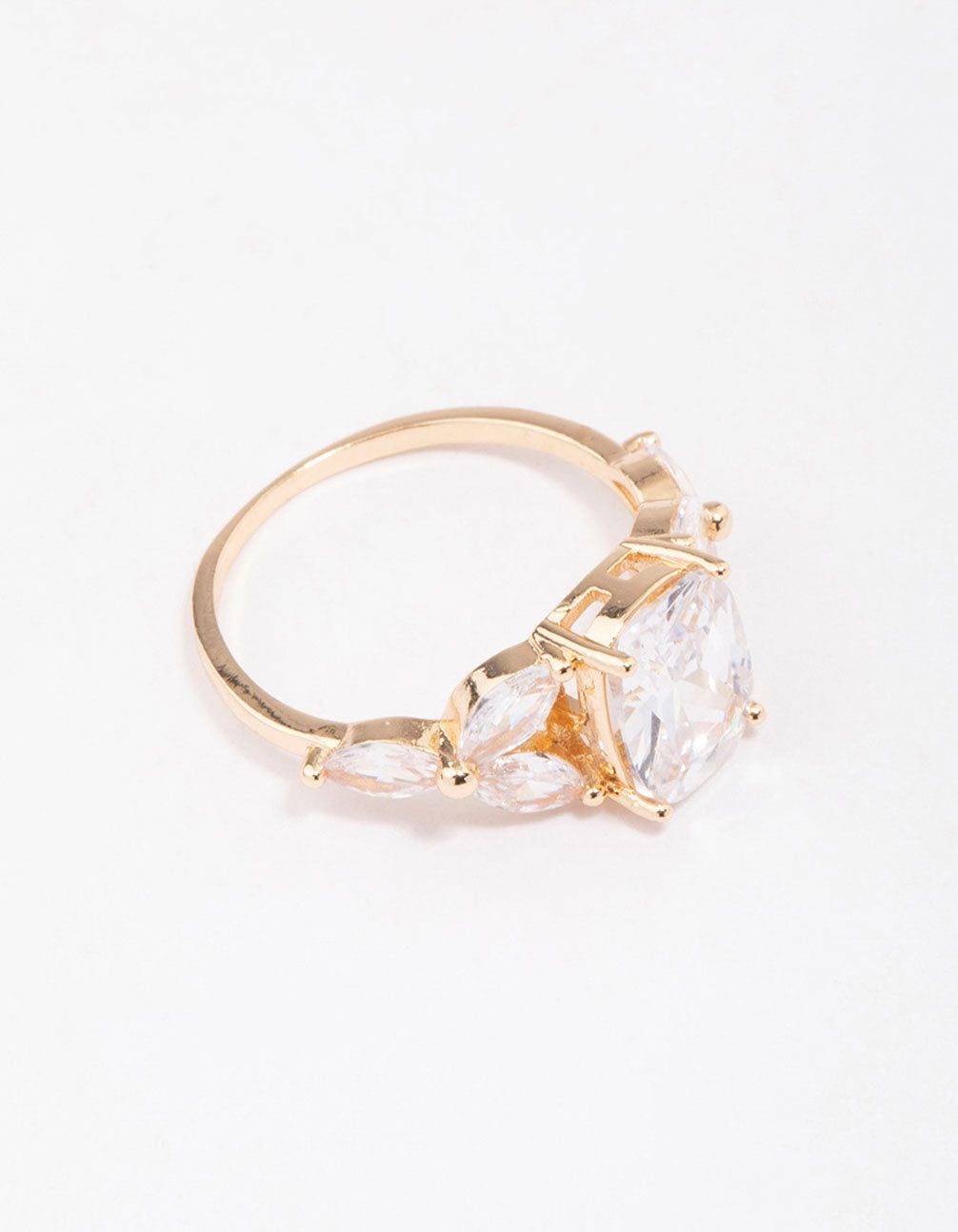 Gold Elegant Floral Cubic Zirconia Ring sold by lovisa