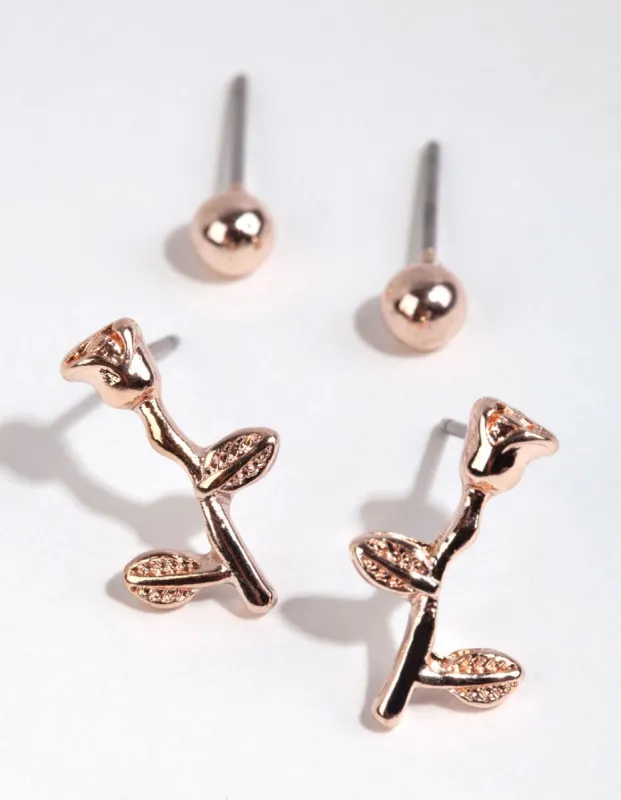 Rose Gold Flower Vine Stud Earring Pack sold by lovisa