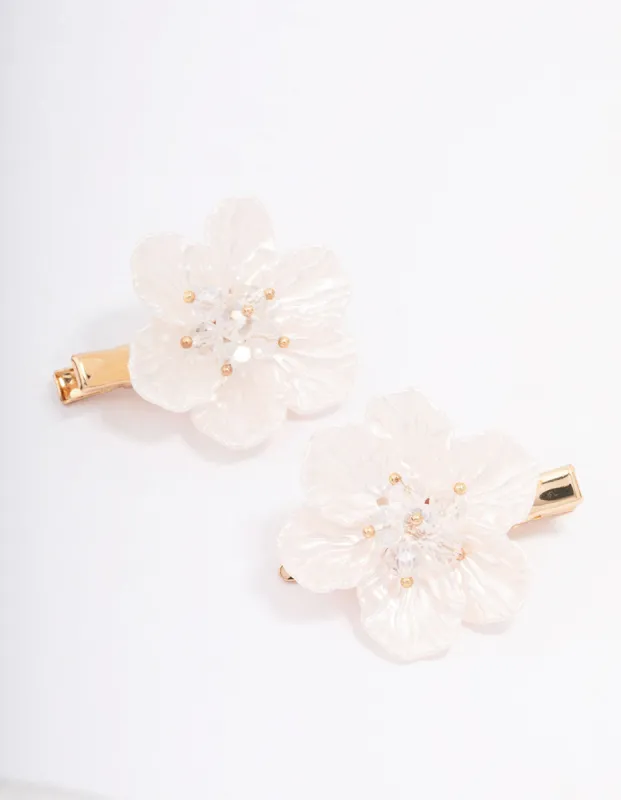 Gold Iridescent Detailed Flower Hair Clip Pack sold by lovisa