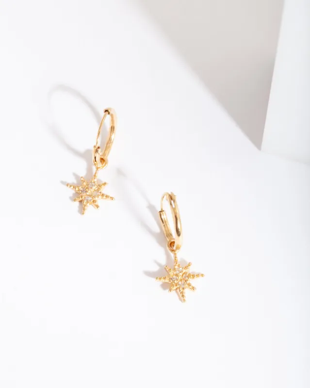 Gold Plated Sterling Silver Star Huggie Earrings sold by lovisa
