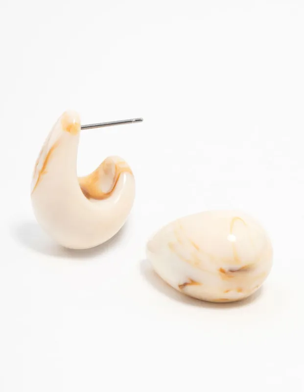 Cream Marble Teardrop Earrings sold by lovisa