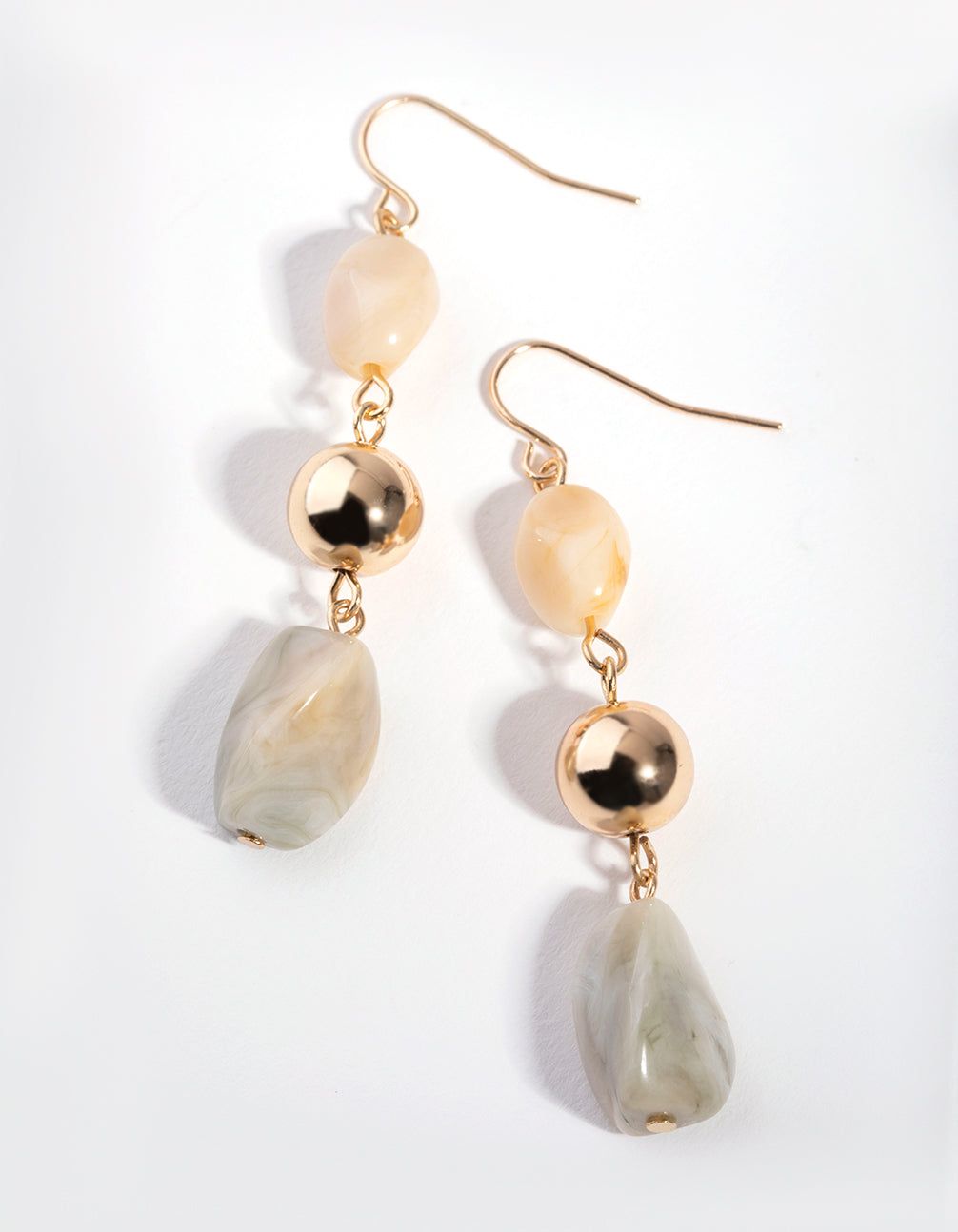 Gold Neutral Bead Drop Earrings sold by lovisa