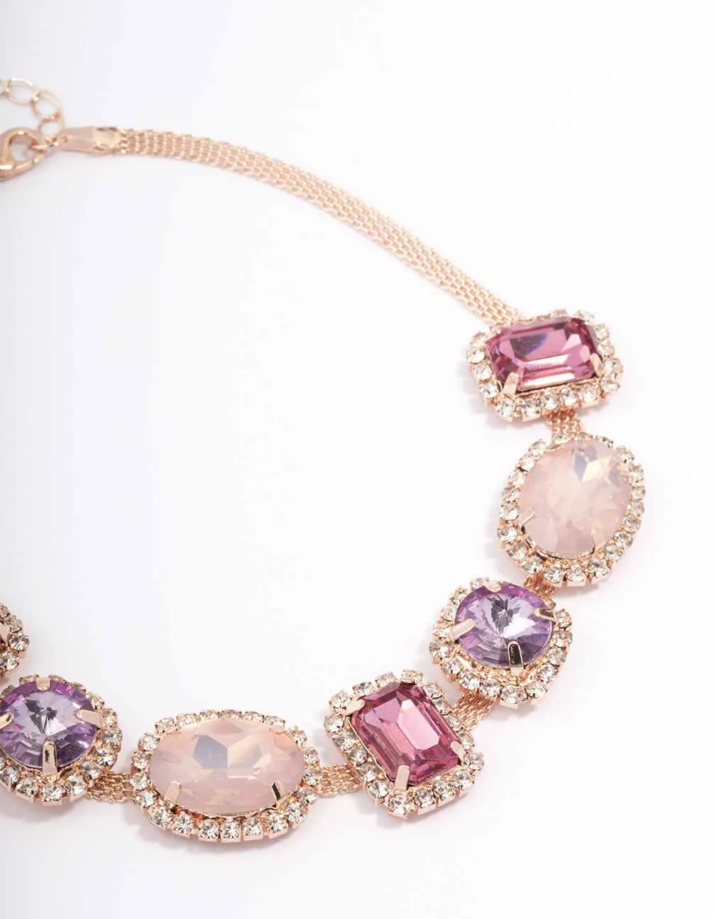 Rose Gold Pink & Purple Stone Choker sold by lovisa
