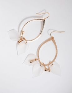 Gold Pear Frosted Leaf Earrings sold by lovisa