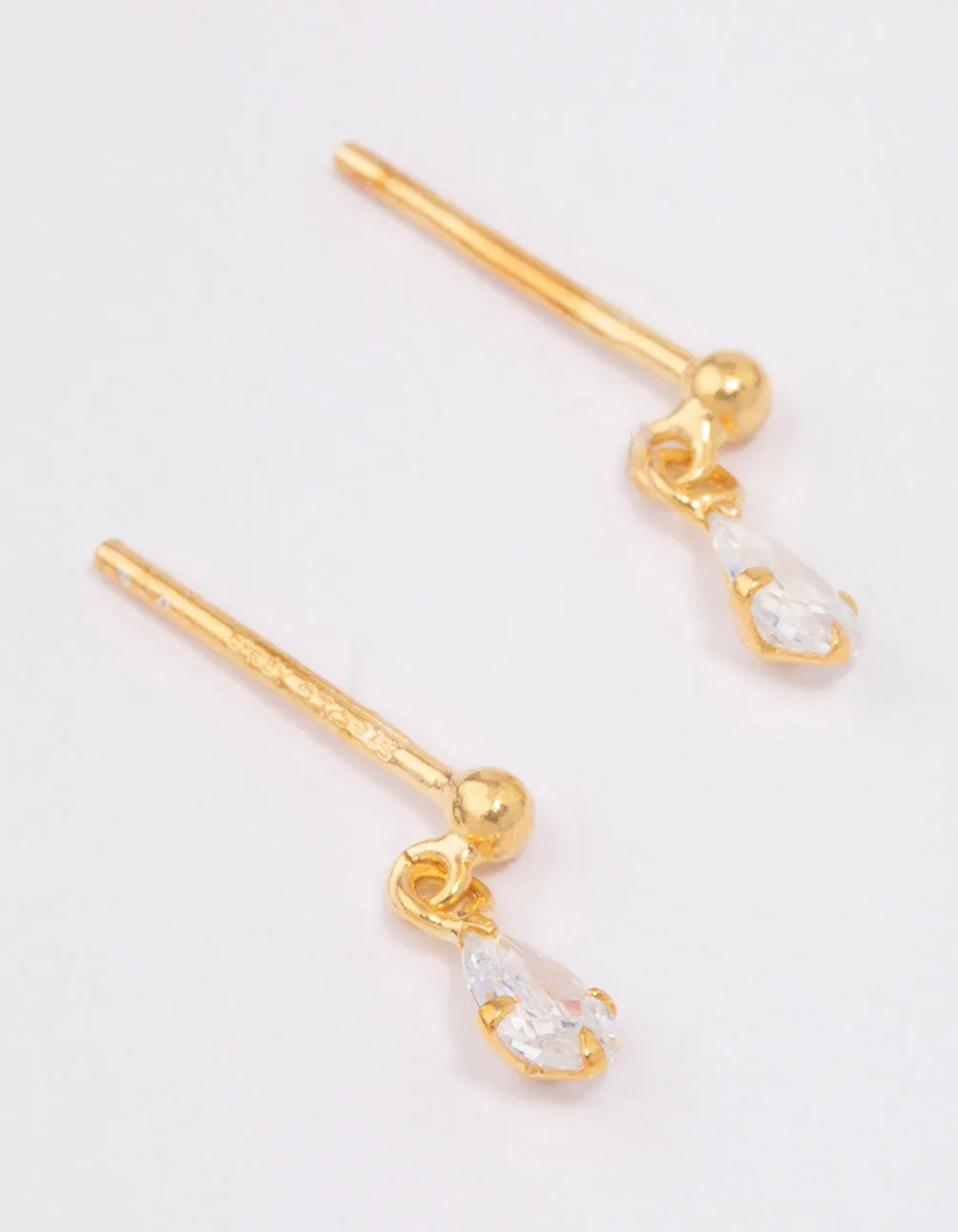 Gold Plated Sterling Silver Pear Cubic Zirconia Drop Earrings sold by lovisa product image thumbnail 3