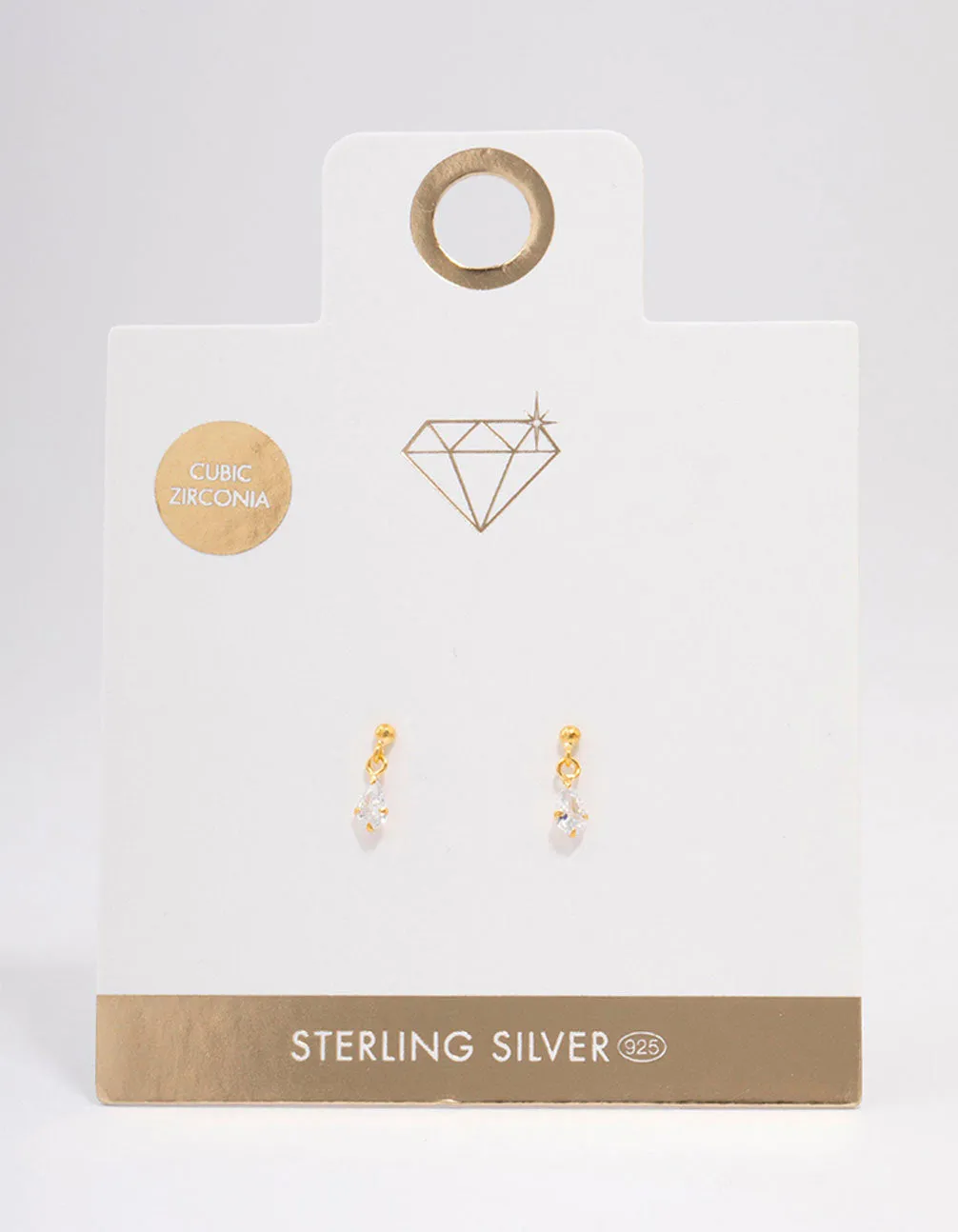 Gold Plated Sterling Silver Pear Cubic Zirconia Drop Earrings sold by lovisa product image thumbnail 2
