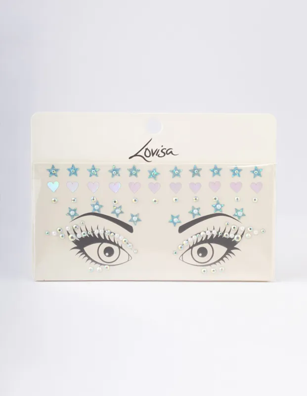 Acrylic Star & Heart Diamante Face Jewels sold by lovisa