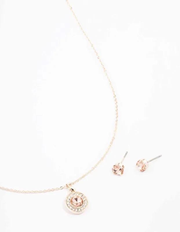Rhodium Diamante Halo Jewellery Set sold by lovisa