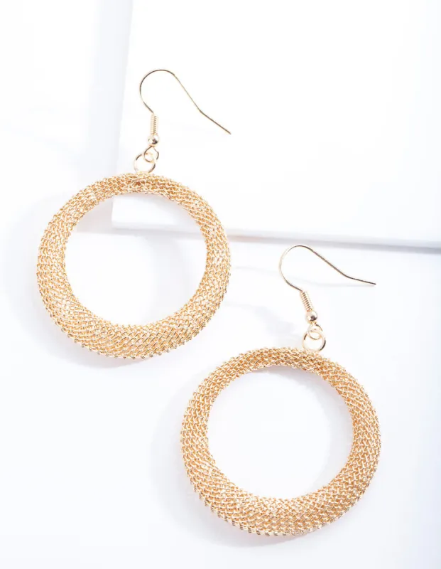 Gold Mesh Circle Earrings sold by lovisa