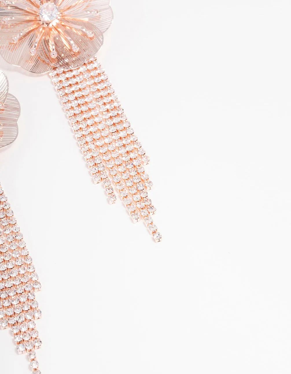Rose Gold Flower Diamante Cupchain Drop Earrings sold by lovisa product image thumbnail 3