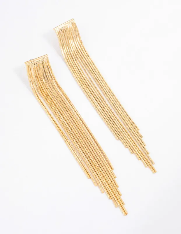 Gold Plated Box Chain Waterfall Drop Earrings sold by lovisa