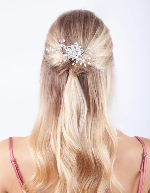 Silver Floating Pearl Diamante Comb sold by lovisa