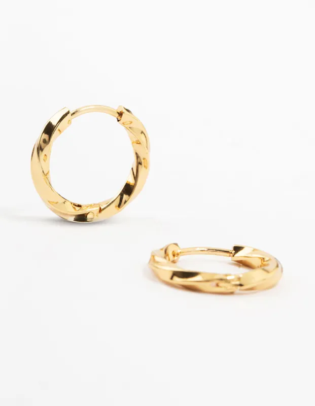 Waterproof Gold Plated Stainless Steel Twisted Hoop Earrings sold by lovisa