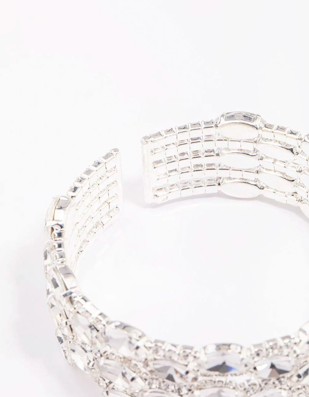 Silver Large Diamante Oval Wrist Cuff sold by lovisa product image thumbnail 3