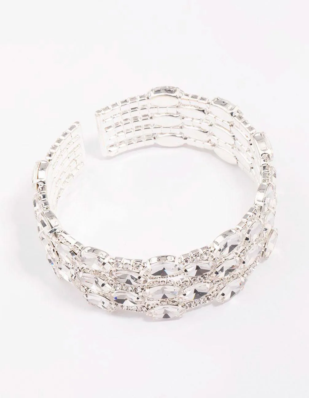 Silver Large Diamante Oval Wrist Cuff sold by lovisa