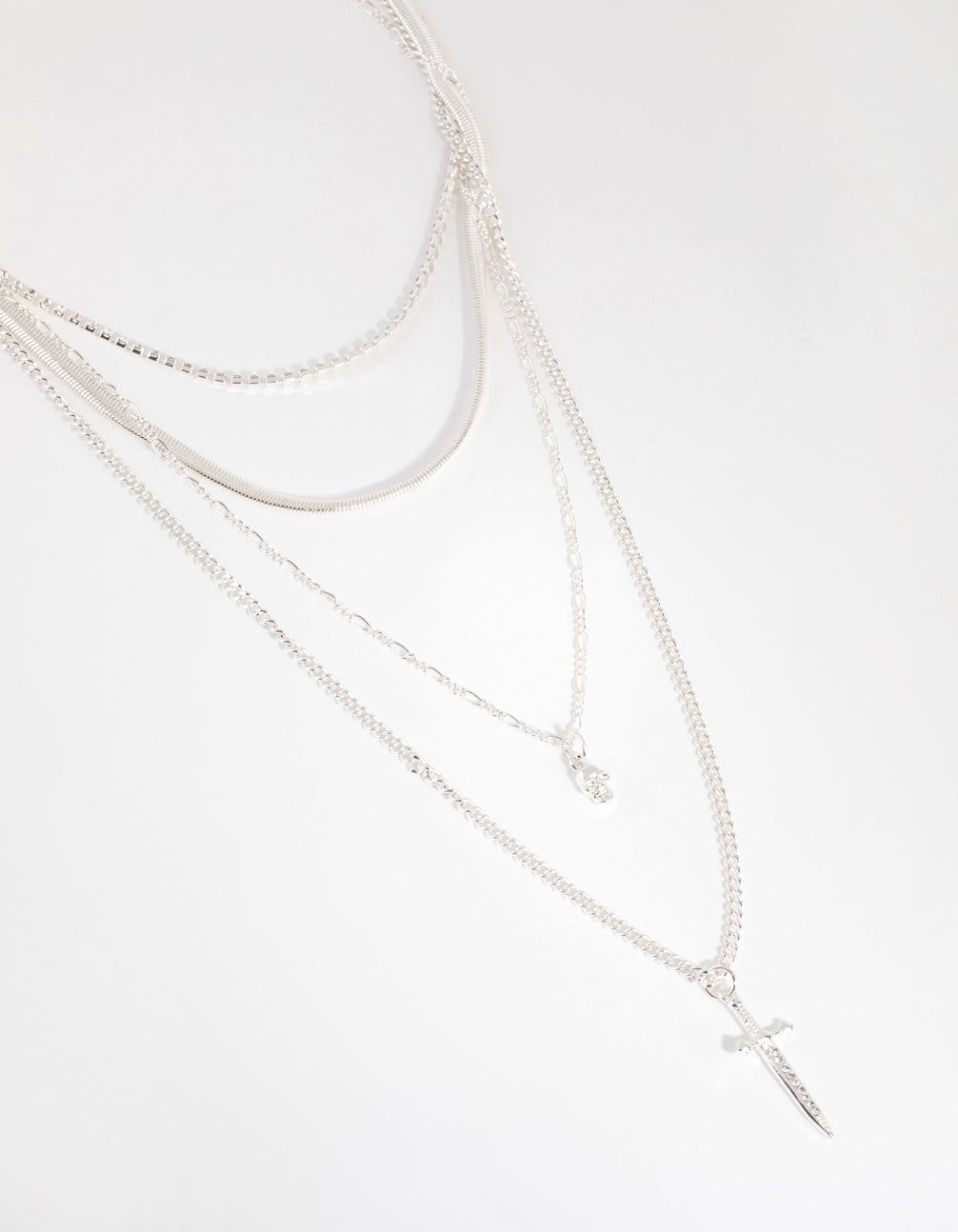 Silver Dagger Layered Necklace sold by lovisa