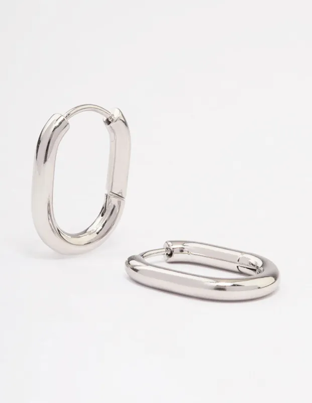 Waterproof Stainless Steel Plain Oval Huggie Hoop Earrings sold by lovisa