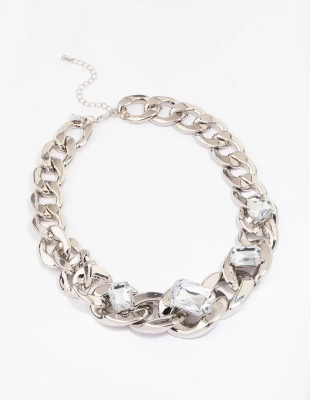 Rhodium Chunky Short Chain Necklace sold by lovisa