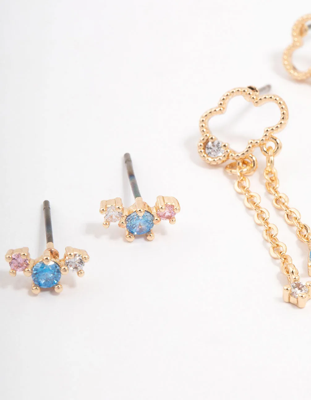 Gold Cubic Zirconia Moon & Star Mixed Earring 3-Pack sold by lovisa product image thumbnail 2