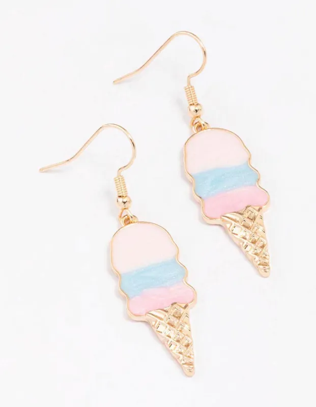 Gold Ice Cream Drop Earrings sold by lovisa