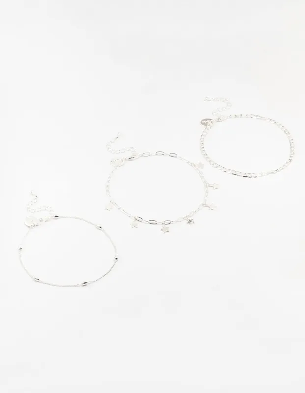 Mixed Chain Anklets 3-Pack sold by lovisa