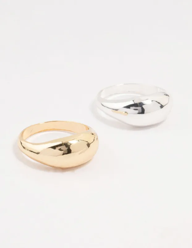 Mixed Metals Chunky Rings 2-Pack sold by lovisa