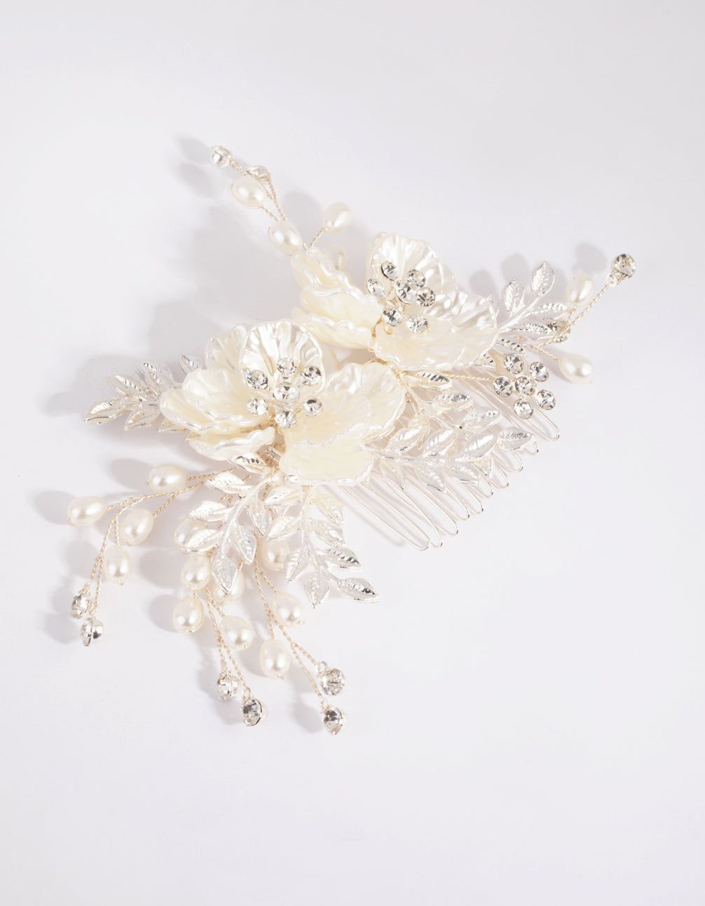 Silver Pearlised Flower Comb sold by lovisa