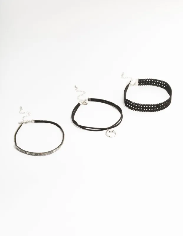 Rhodium Crescent Choker Pack sold by lovisa