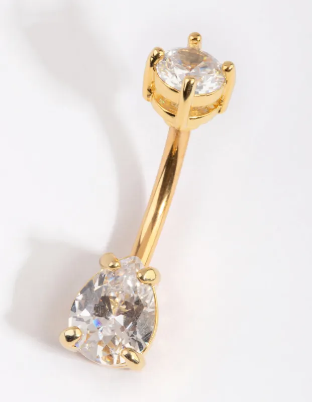 Gold Plated Titanium Medium Circular Pear Belly Ring sold by lovisa