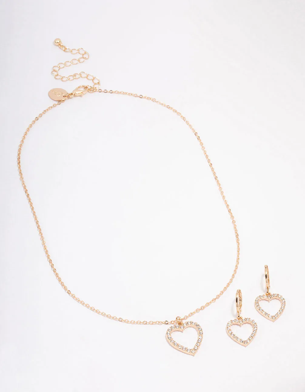 Gold Diamante Heart Necklace & Earring Jewellery Set sold by lovisa product image thumbnail 2