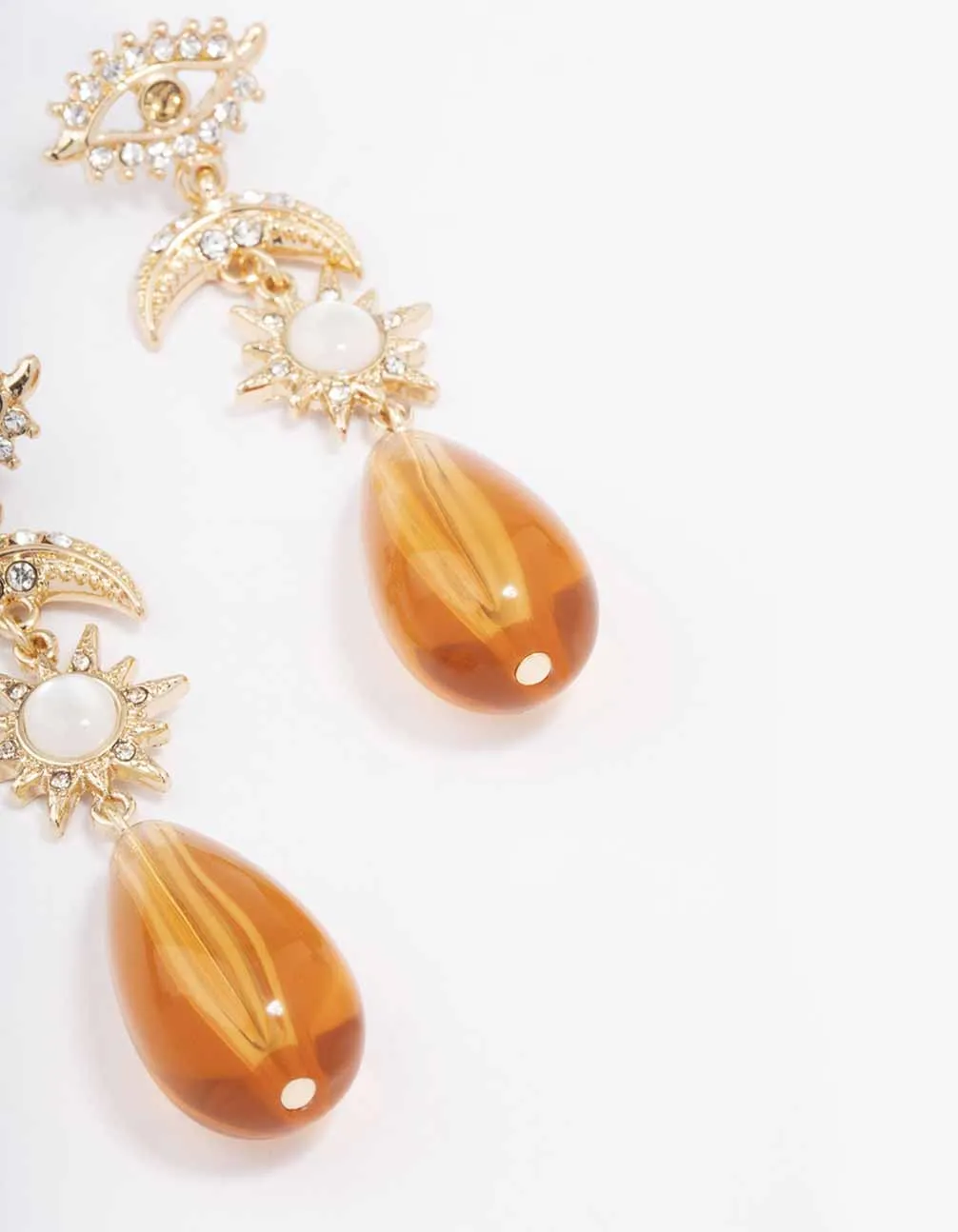 Gold Mixed Celestial & Beaded Teardrop Earrings sold by lovisa product image thumbnail 3