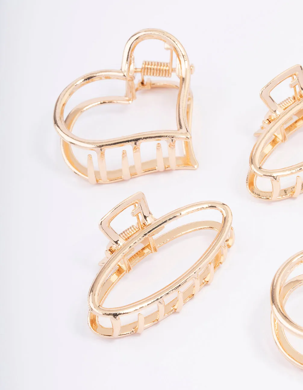 Gold Heart & Oval Hair Claw Clip 4-Pack sold by lovisa product image thumbnail 2