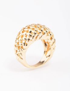 Gold Plated Woven Dome Cocktail Ring sold by lovisa