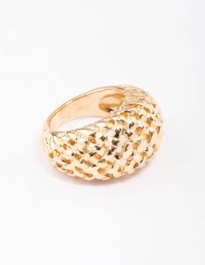 Gold Plated Woven Dome Cocktail Ring sold by lovisa