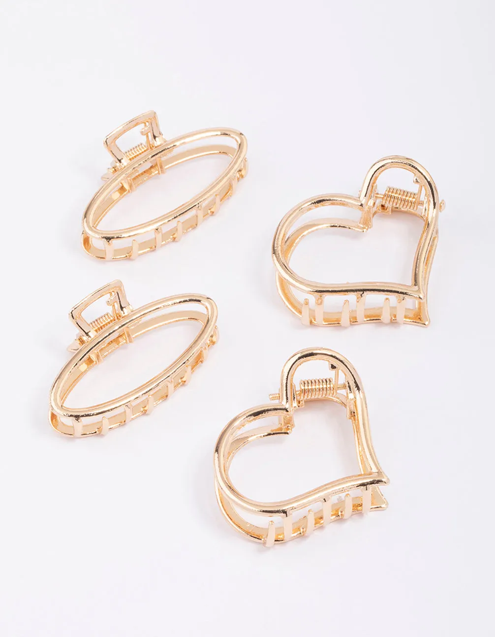 Gold Heart & Oval Hair Claw Clip 4-Pack sold by lovisa