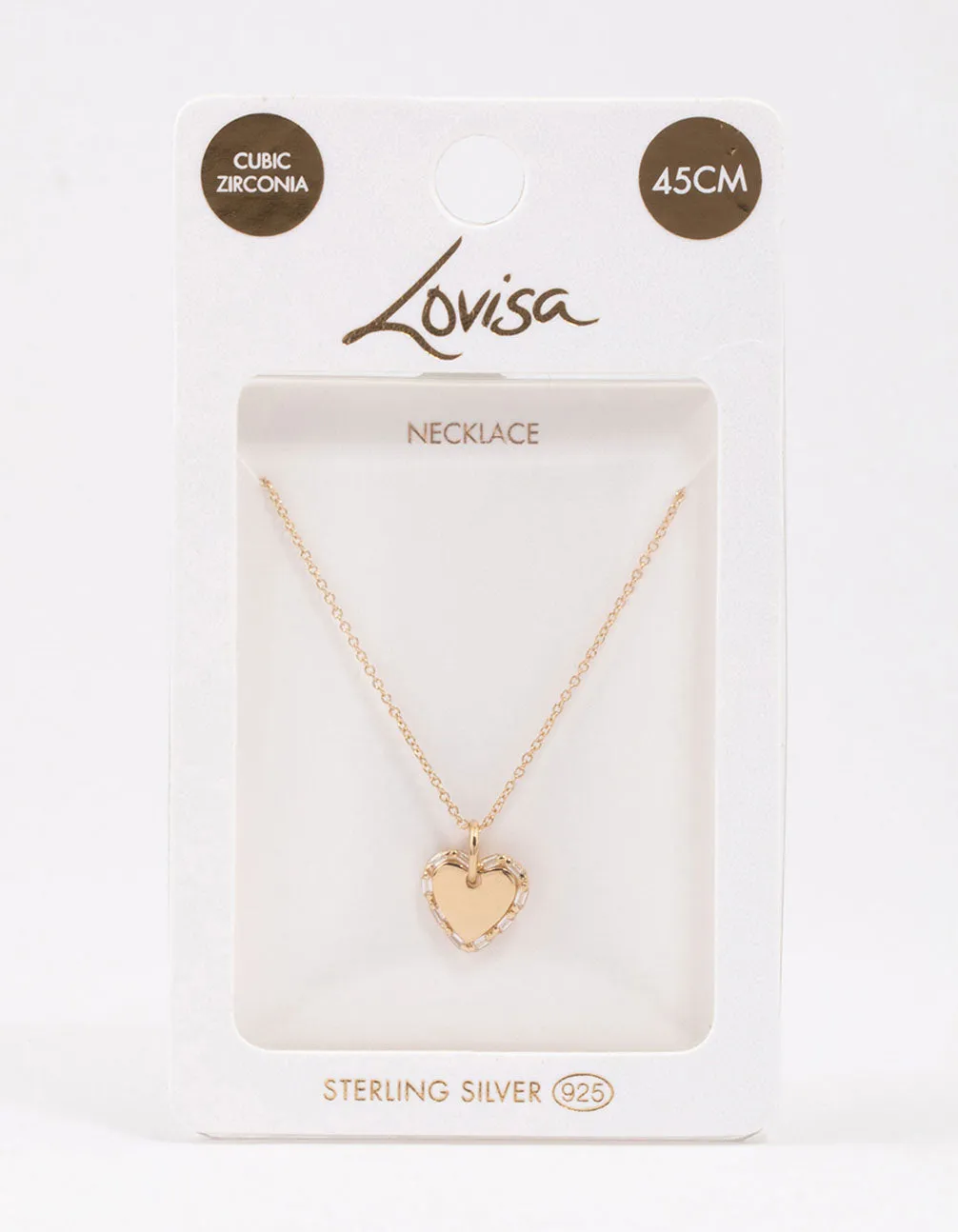 Gold Plated Sterling Silver Baguette Heart Necklace sold by lovisa product image thumbnail 4