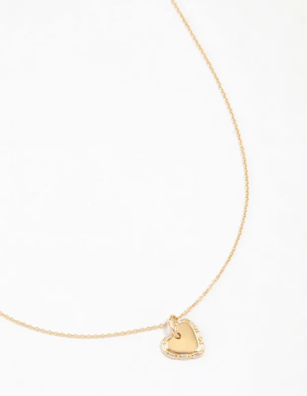 Gold Plated Sterling Silver Baguette Heart Necklace sold by lovisa