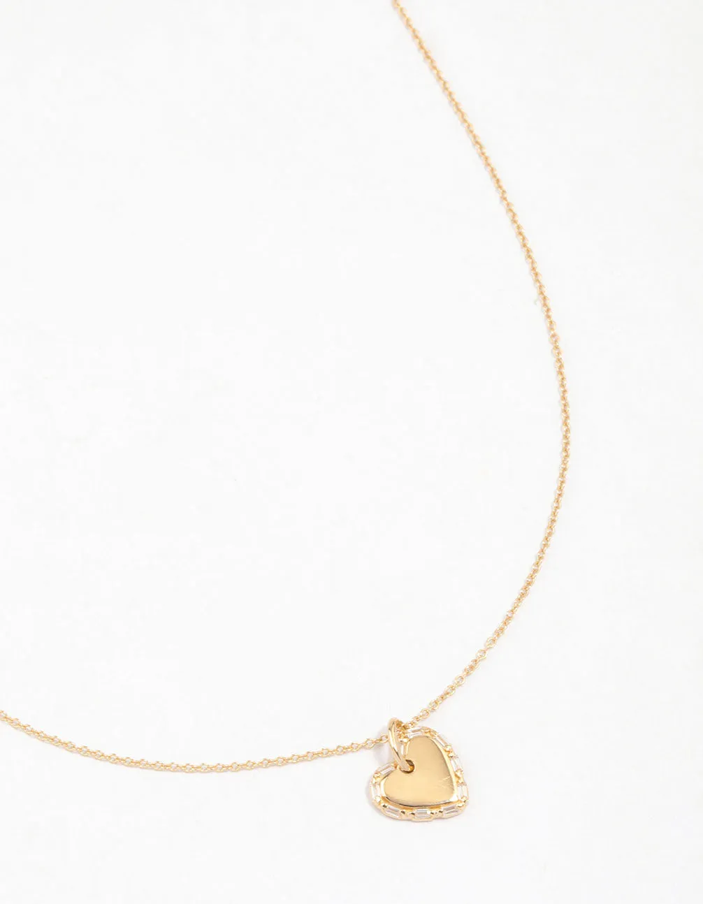 Gold Plated Sterling Silver Baguette Heart Necklace sold by lovisa