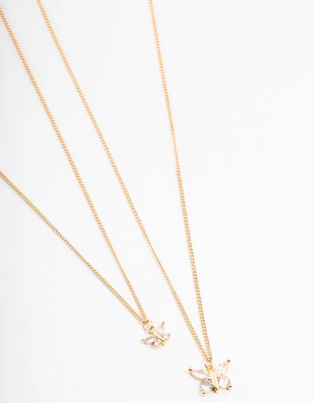 Gold Plated Cubic Zirconia Link Butterfly Necklace Pack sold by lovisa