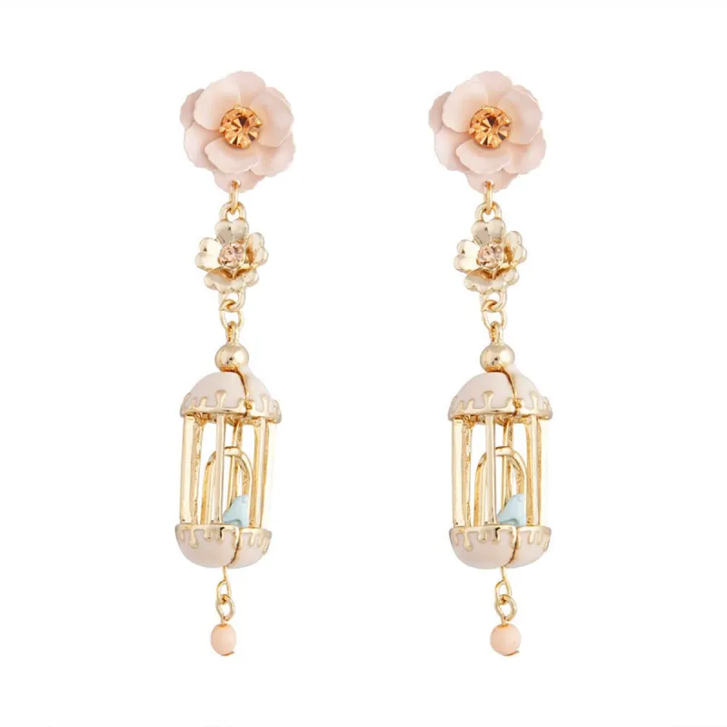 Gold & Pastel Flower Birdcage Earrings sold by lovisa