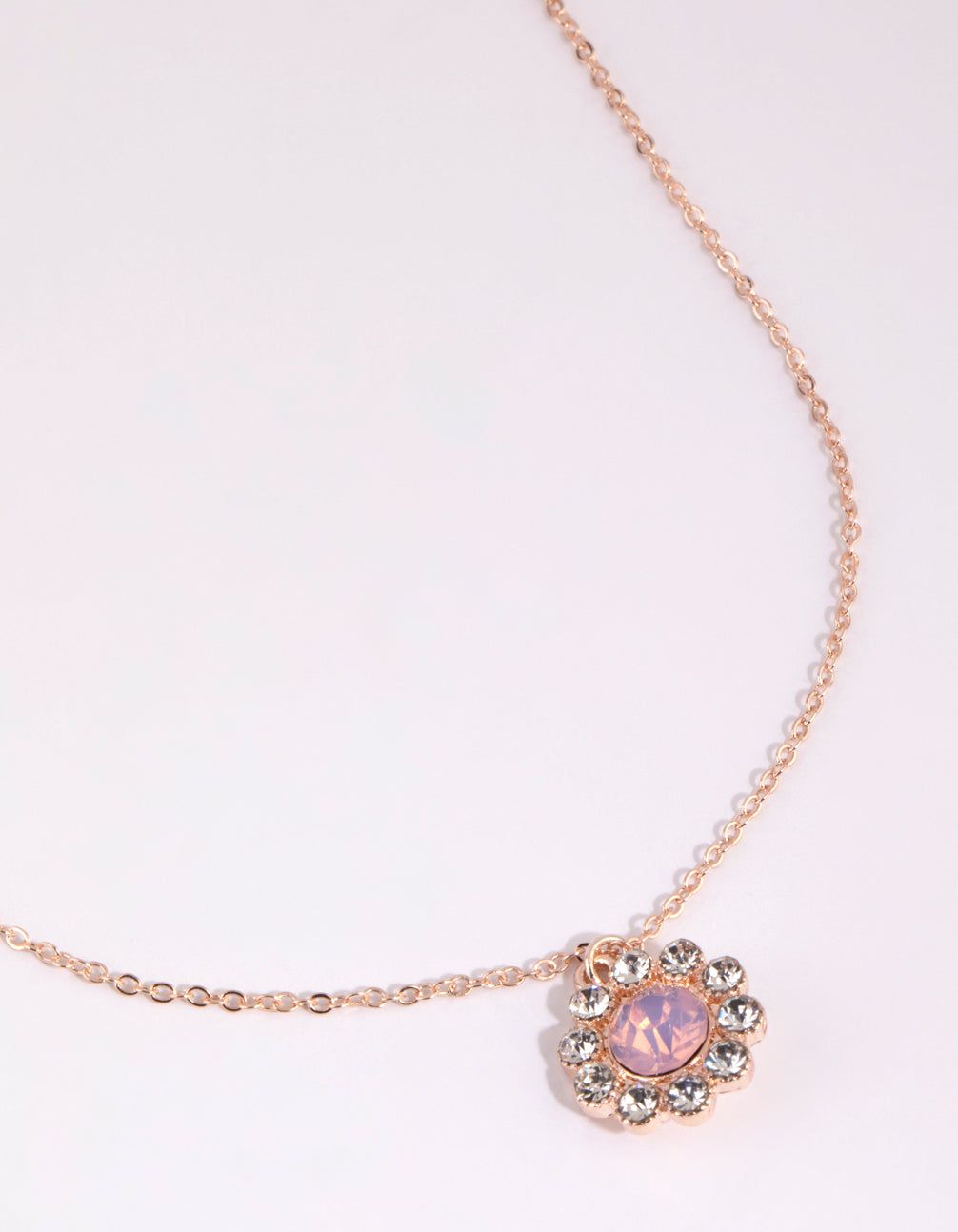 Rose Gold Diamante Petal Daisy Necklace sold by lovisa