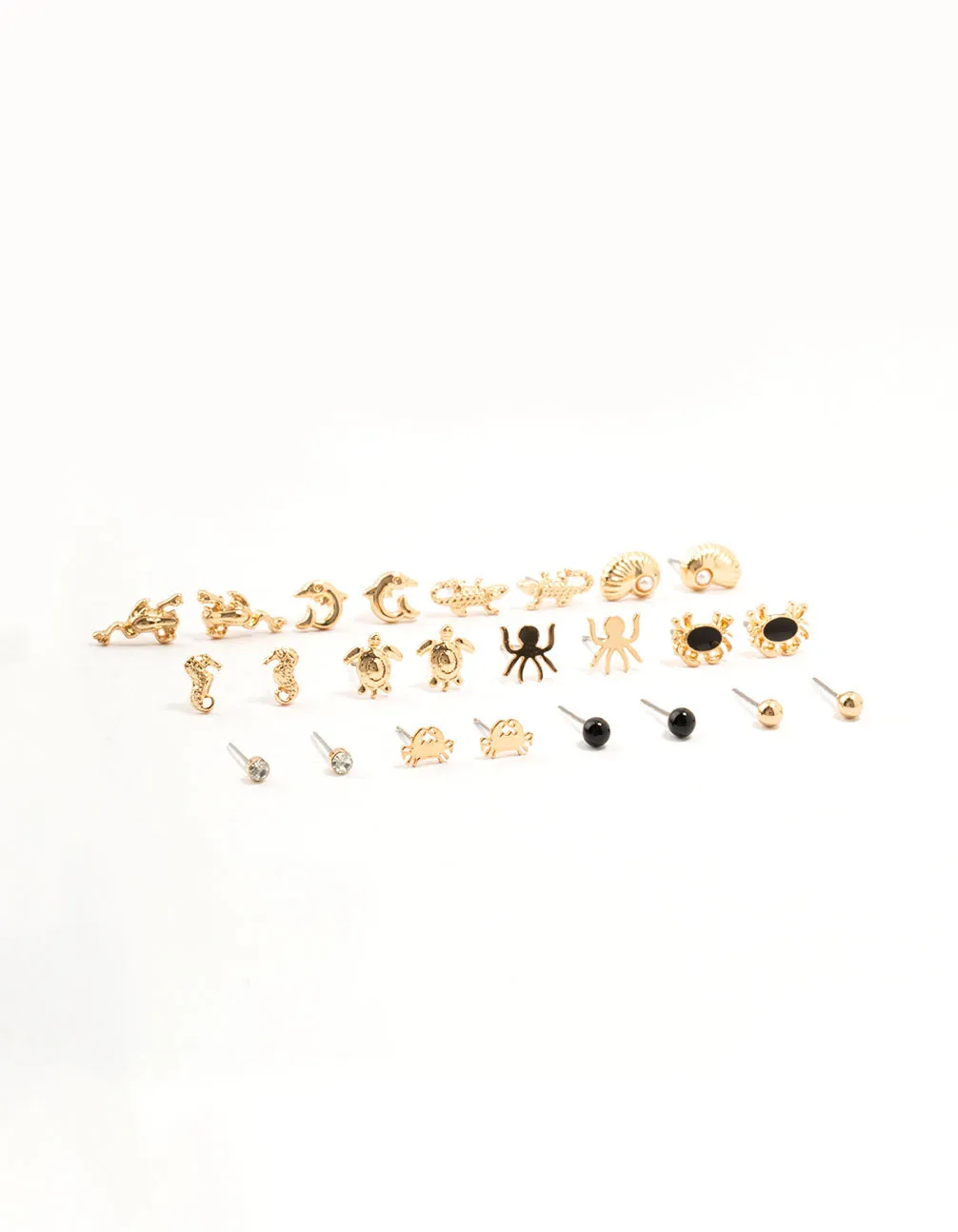 Gold Mixed Creatures Earrings 12-Pack sold by lovisa