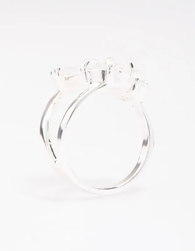 Silver Mixed Stone Trio Cubic Zirconia Ring sold by lovisa