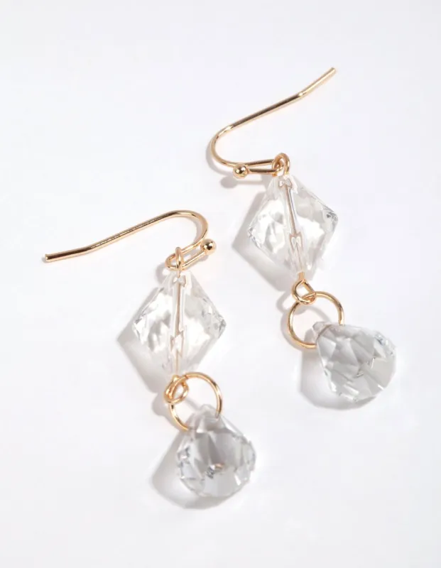 Clear Double Facet Bead Drop Earrings sold by lovisa