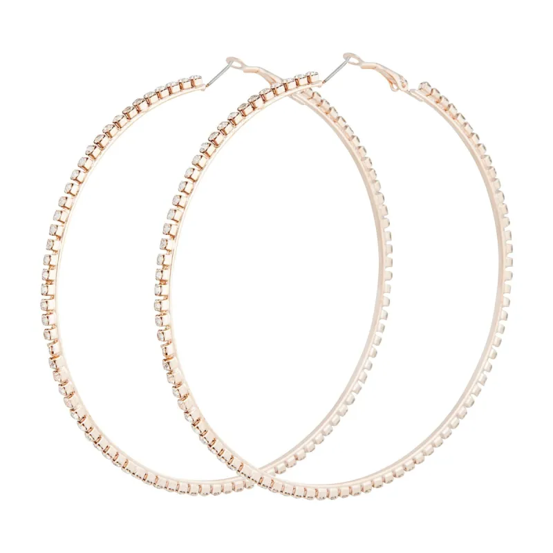 Rose Gold Diamante Large Hoop Earrings sold by lovisa
