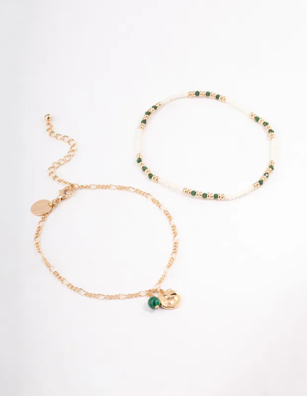 Gold Bead & Disc Droplet Anklet Pack sold by lovisa