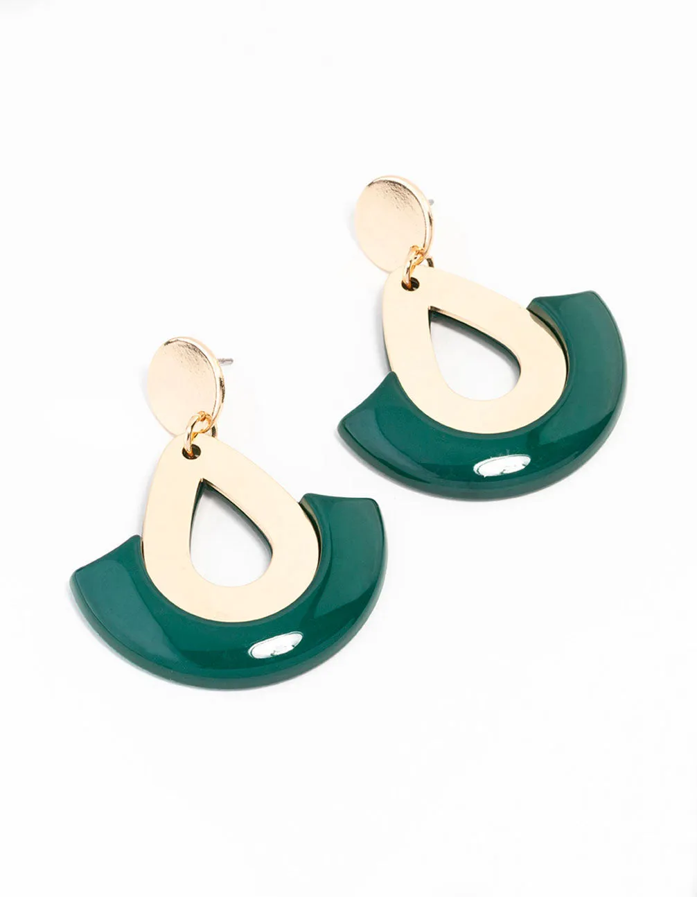 Green Gold Acrylic Disc And Lantern Drop Earrings sold by lovisa