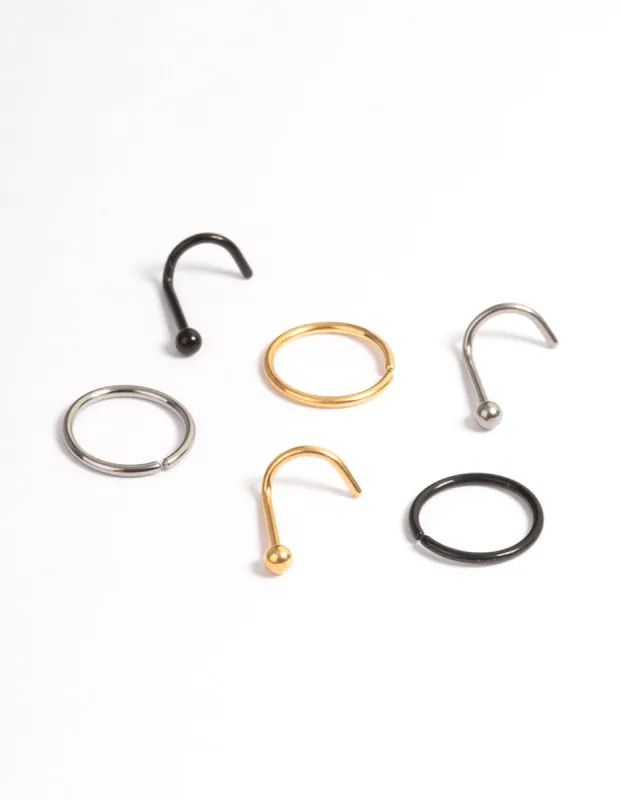 Titanium Nose Stud & Ring 6-Pack sold by lovisa