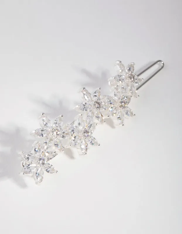 Silver Cubic Zirconia Flower Clip sold by lovisa